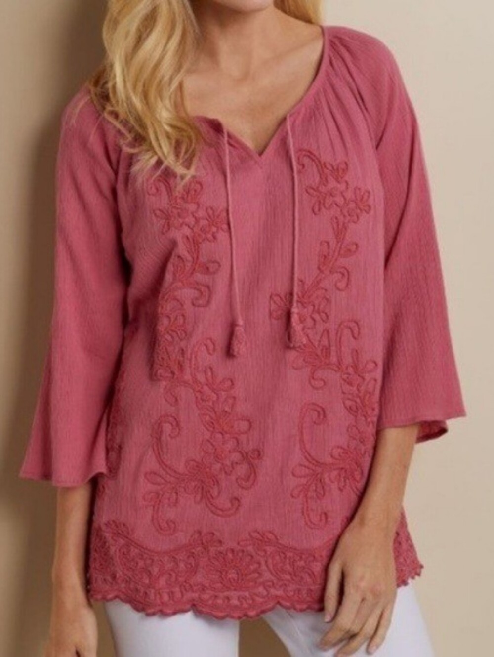 SOFT SURROUNDING Pink Embellished Tunic Top
